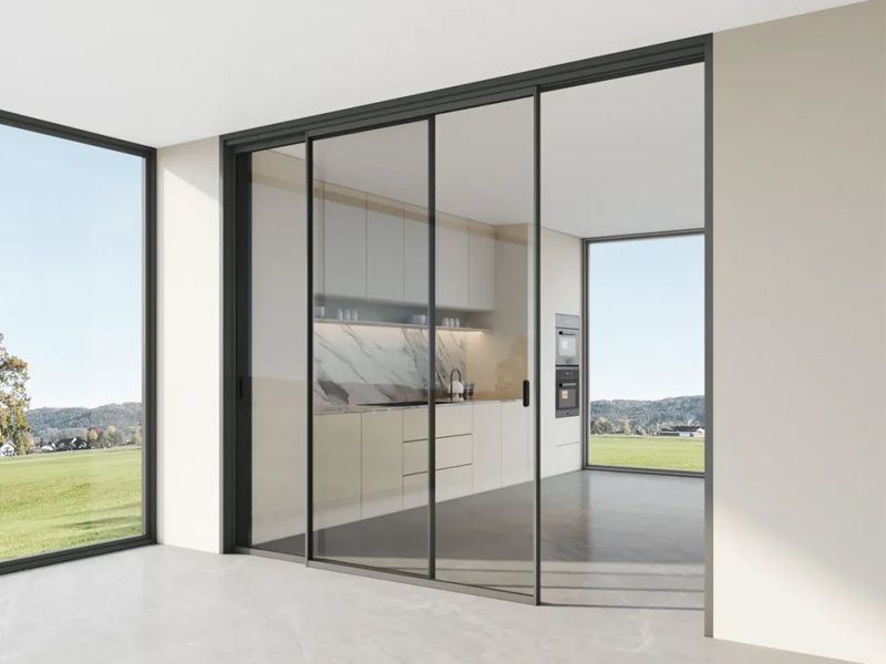 Minimalist Kitchen Glass Sliding Door